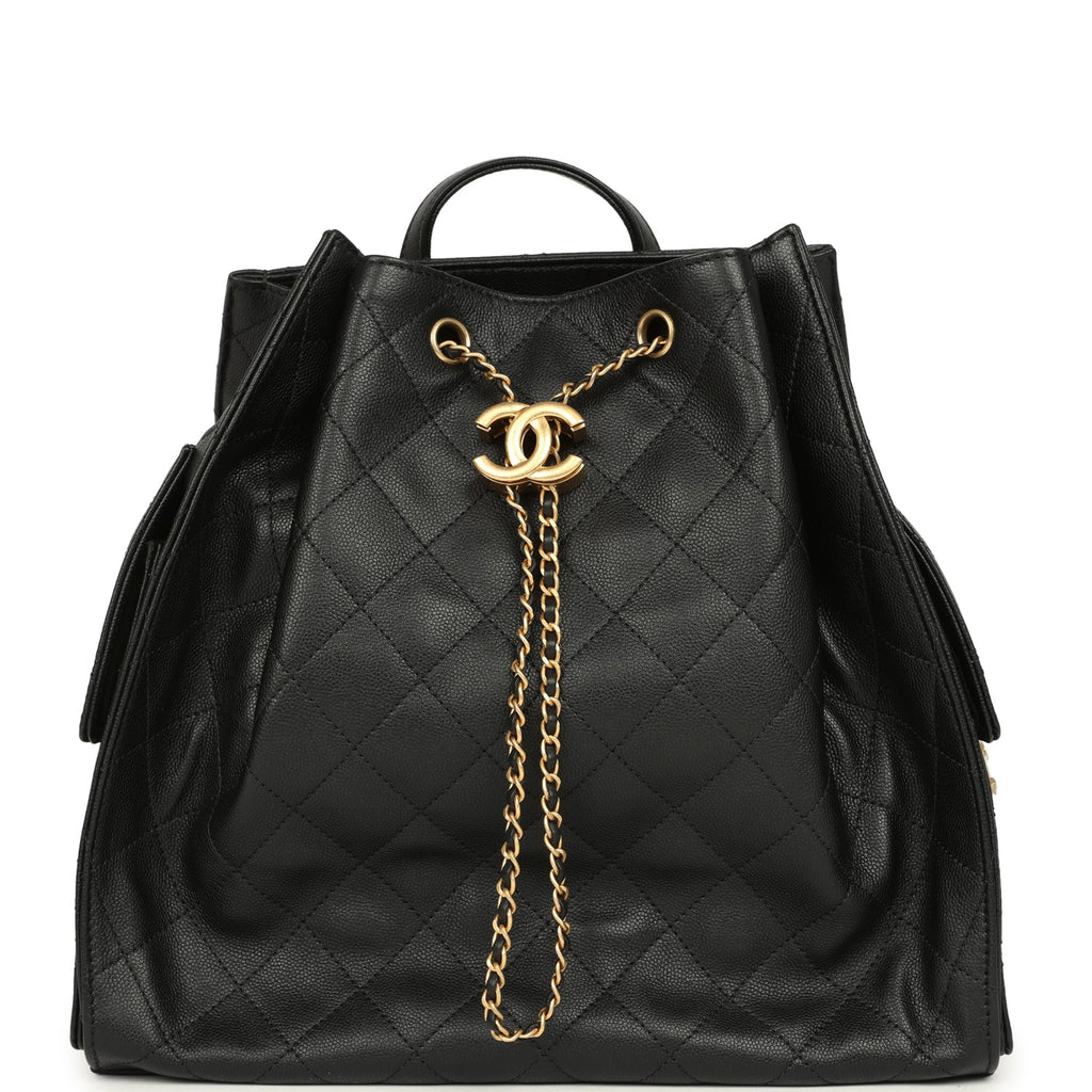 chanel caviar leather backpack Chanel Large 25 Hobo Backpack Black Caviar Antique Gold Hardware