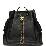 Chanel Large 25 Backpack Black Caviar Antique Gold Hardware