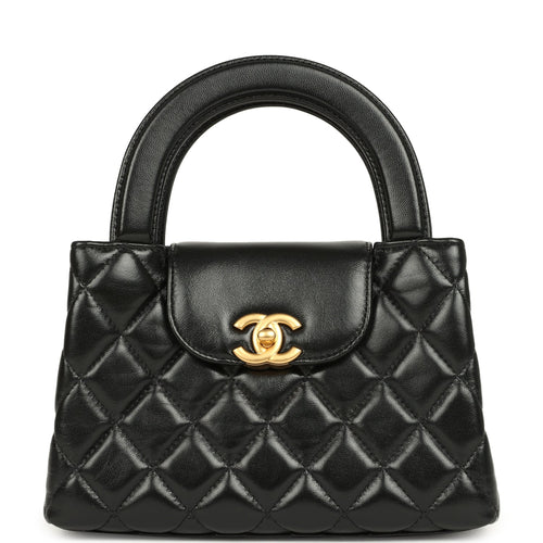 Chanel Small Kelly Shopper Black Shiny Aged Calfskin Brushed Gold Hardware