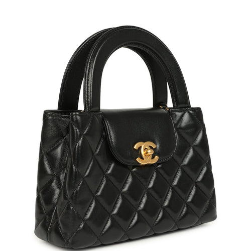 Chanel Small Kelly Shopper Black Shiny Aged Calfskin Brushed Gold Hardware