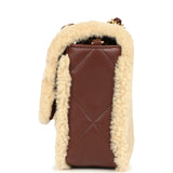Chanel Medium Shearling Flap Bag Dark Brown Lambskin and Beige Shearling  Brushed Gold Hardware