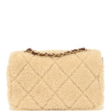 Chanel Medium Shearling Flap Bag Dark Brown Lambskin and Beige Shearling  Brushed Gold Hardware