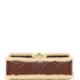 Chanel Medium Shearling Flap Bag Dark Brown Lambskin and Beige Shearling  Brushed Gold Hardware