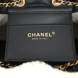 Chanel Small 25 Hobo Bag Black Crumpled Sheepskin and White Shearling Antique Gold Hardware
