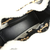 Chanel Small 25 Hobo Bag Black Crumpled Sheepskin and White Shearling Antique Gold Hardware