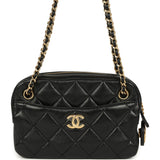 Chanel Mini Camera Case Bag Black Shiny Lambskin Gold Hardware