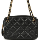 Chanel Mini Camera Case Bag Black Shiny Lambskin Gold Hardware