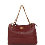 Chanel Small Coco Hobo Bag Burgundy Calfskin Antique Gold Hardware