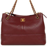 Chanel Small Coco Hobo Bag Burgundy Calfskin Antique Gold Hardware