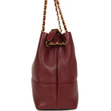 Chanel Small Coco Hobo Bag Burgundy Calfskin Antique Gold Hardware