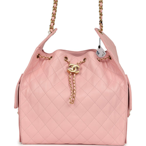 Chanel Medium 25 Hobo Bag Light Pink Caviar Antique Gold Hardware