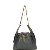 Chanel Small 25 Hobo Bag Dark Grey Caviar Antique Gold Hardware