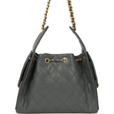 Chanel Small 25 Hobo Bag Dark Grey Caviar Antique Gold Hardware