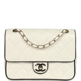 Chanel Small Graphic Frame Flap Bag White and Black Lambskin Light Gold Hardware