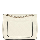 Chanel Small Graphic Frame Flap Bag White and Black Lambskin Light Gold Hardware