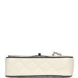 Chanel Small Graphic Frame Flap Bag White and Black Lambskin Light Gold Hardware