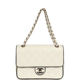 Chanel Small Graphic Frame Flap Bag White and Black Lambskin Light Gold Hardware