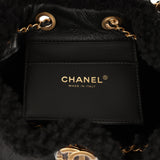 Chanel Small 25 Hobo Bag Black Crumpled Sheepskin and Shearling Antique Gold Hardware