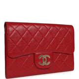 Chanel XXL CC Clutch Red Shiny Crumpled Calfskin Gold Hardware
