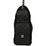 Chanel Medium 25 Hobo Bag Black Crumpled Sheepskin and Shearling Antique Gold Hardware