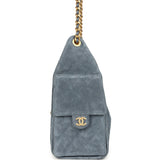 Chanel Small 25 Hobo Bag Blue Suede Antique Gold Hardware - Thumbnail View 3