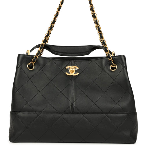 Chanel Small Coco Hobo Bag Black Calfskin Antique Gold Hardware