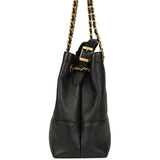 Chanel Small Coco Hobo Bag Black Calfskin Antique Gold Hardware