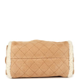 Chanel Small 25 Hobo Bag Beige Suede and White Shearling Antique Gold Hardware