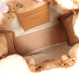 Chanel Small 25 Hobo Bag Beige Suede and White Shearling Antique Gold Hardware