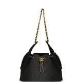 Chanel Small 25 Hobo Bag Black Washed Denim Antique Gold Hardware