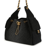 Chanel Small 25 Hobo Bag Black Washed Denim Antique Gold Hardware