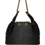 Chanel Small 25 Hobo Bag Black Washed Denim Antique Gold Hardware