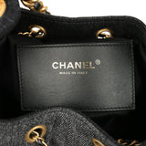 Chanel Small 25 Hobo Bag Black Washed Denim Antique Gold Hardware