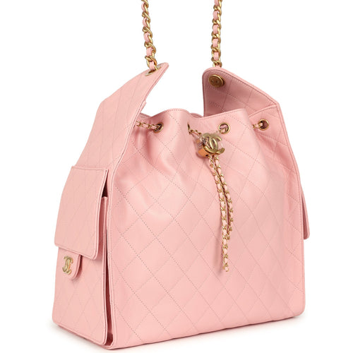 Chanel Medium 25 Hobo Bag Light Pink Caviar Antique Gold Hardware