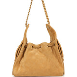 Chanel Small 25 Hobo Bag Tan Suede Antique Gold Hardware