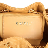 Chanel Small 25 Hobo Bag Tan Suede Antique Gold Hardware