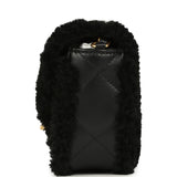 Chanel Mini Shearling Flap Bag Black Lambskin Brushed Gold Hardware