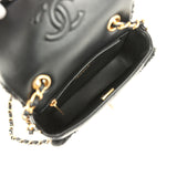 Chanel Mini Shearling Flap Bag Black Lambskin Brushed Gold Hardware