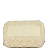 Chanel Mini Timeless Classic Barrel Bag with Chain Beige Shearling Light Gold Hardware