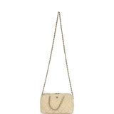 Chanel Mini Timeless Classic Barrel Bag with Chain Beige Shearling Light Gold Hardware