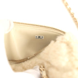 Chanel Mini Timeless Classic Barrel Bag with Chain Beige Shearling Light Gold Hardware