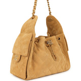 Chanel Small 25 Hobo Bag Tan Suede Antique Gold Hardware - Thumbnail View 2