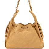 Chanel Small 25 Hobo Bag Tan Suede Antique Gold Hardware - Thumbnail View 4