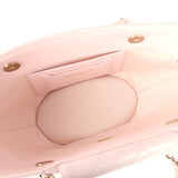 Chanel Small Shopping Tote Bag Beige Raffia and Light Pink Lambskin Light Gold Hardware