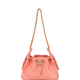 Chanel Mini 25 Hobo Bag Pink Suede Antique Gold Hardware