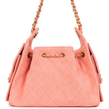 Chanel Mini 25 Hobo Bag Pink Suede Antique Gold Hardware