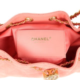 Chanel Mini 25 Hobo Bag Pink Suede Antique Gold Hardware