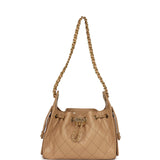 Chanel Mini 25 Hobo Bag Beige Caviar Antique Gold Hardware