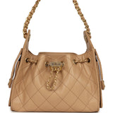 Chanel Mini 25 Hobo Bag Beige Caviar Antique Gold Hardware