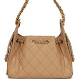 Chanel Mini 25 Hobo Bag Beige Caviar Antique Gold Hardware
